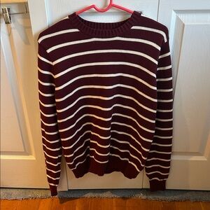 John Galt for Brandy Melville Oversized Striped Maroon and White Women’s Sweater